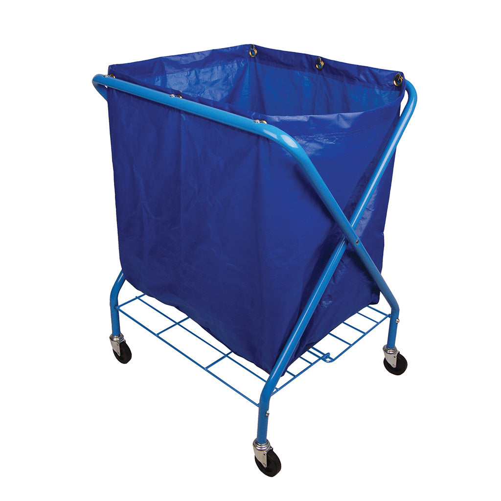 Housekeeping Trolley Laundry Cart & 205L Lightweight Blue Vinyl Bag Avern Cleaning Supplies