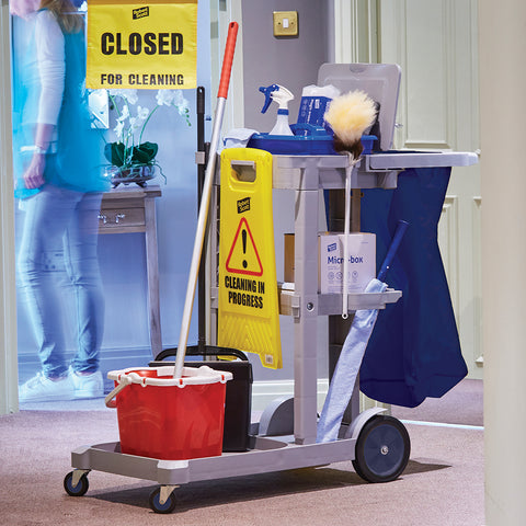 Compact Janitorial Cleaning Trolley & 60L Vinyl Bag