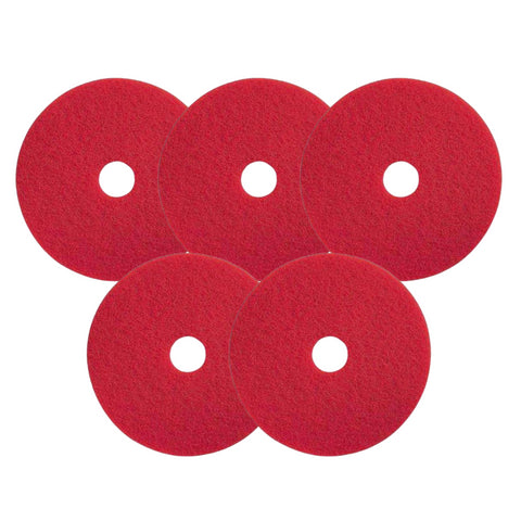 Floor Cleaning Pads 5 Pack - Polishing Pads Red 15”