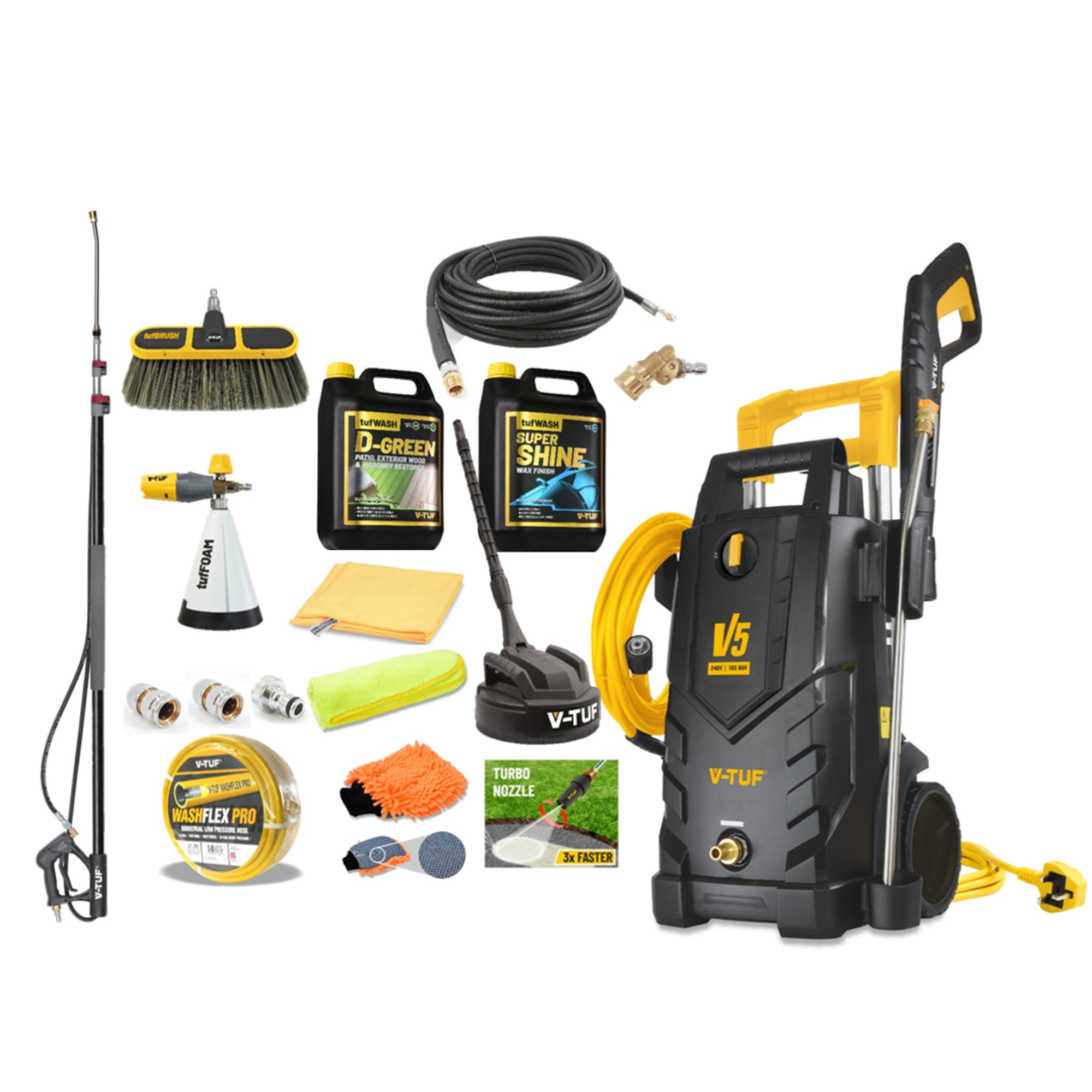 V-TUF V5 Pressure Washer Bundle 165Bar (2400PSI) ULTIMATE DIY KIT Bundle