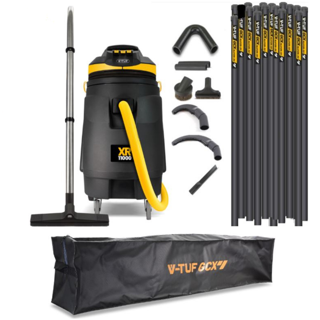 V-TUF XR11000 Wet & Dry Industrial Vacuum 80FT (25m) High Level Cleaning Kit 110L 3300W