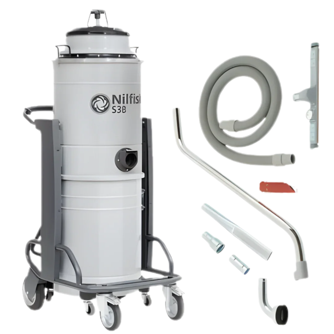 Nilfisk S3B L100 CC GV swarf and coolant vacuum cleaner for industrial oil and metal chip extraction