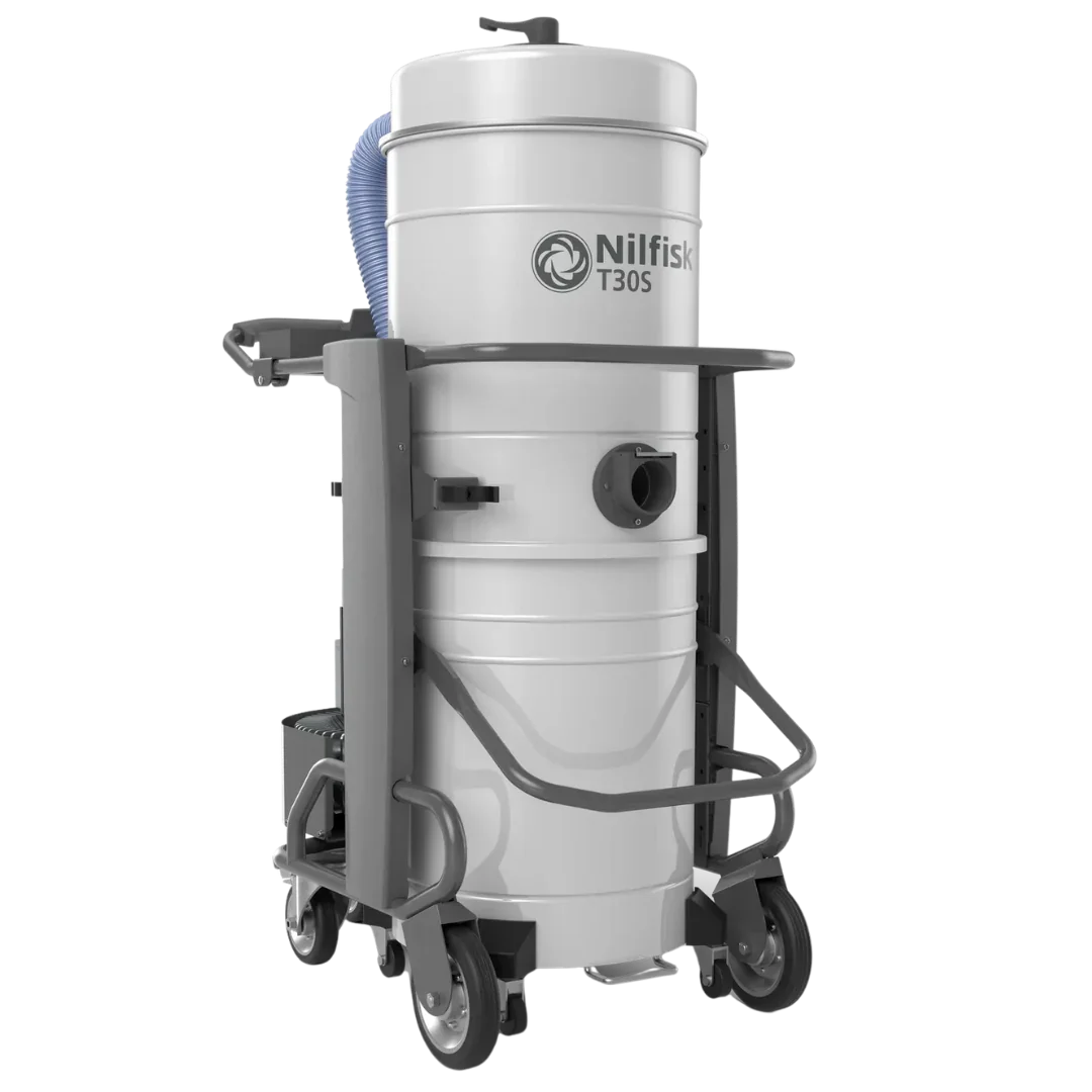 Nilfisk T30SCB L100 CC hot metal swarf vacuum for industrial oil and coolant recovery