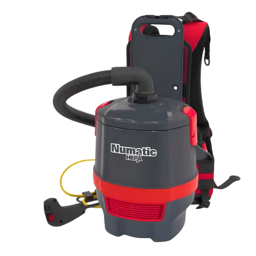 Numatic RSV150H HEPA H13 medical-grade backpack vacuum cleaner designed for hygienic and professional cleaning