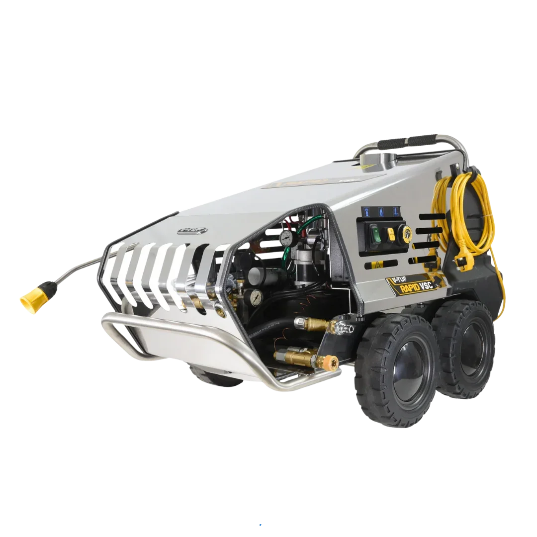 RAPID VSC240F industrial hot water pressure washer with 100 bar pressure and compact stainless steel frame