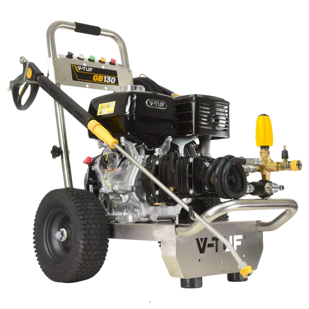 V-TUF GB130 industrial petrol pressure washer with 250 bar / 3630 PSI output and Honda GX390 engine