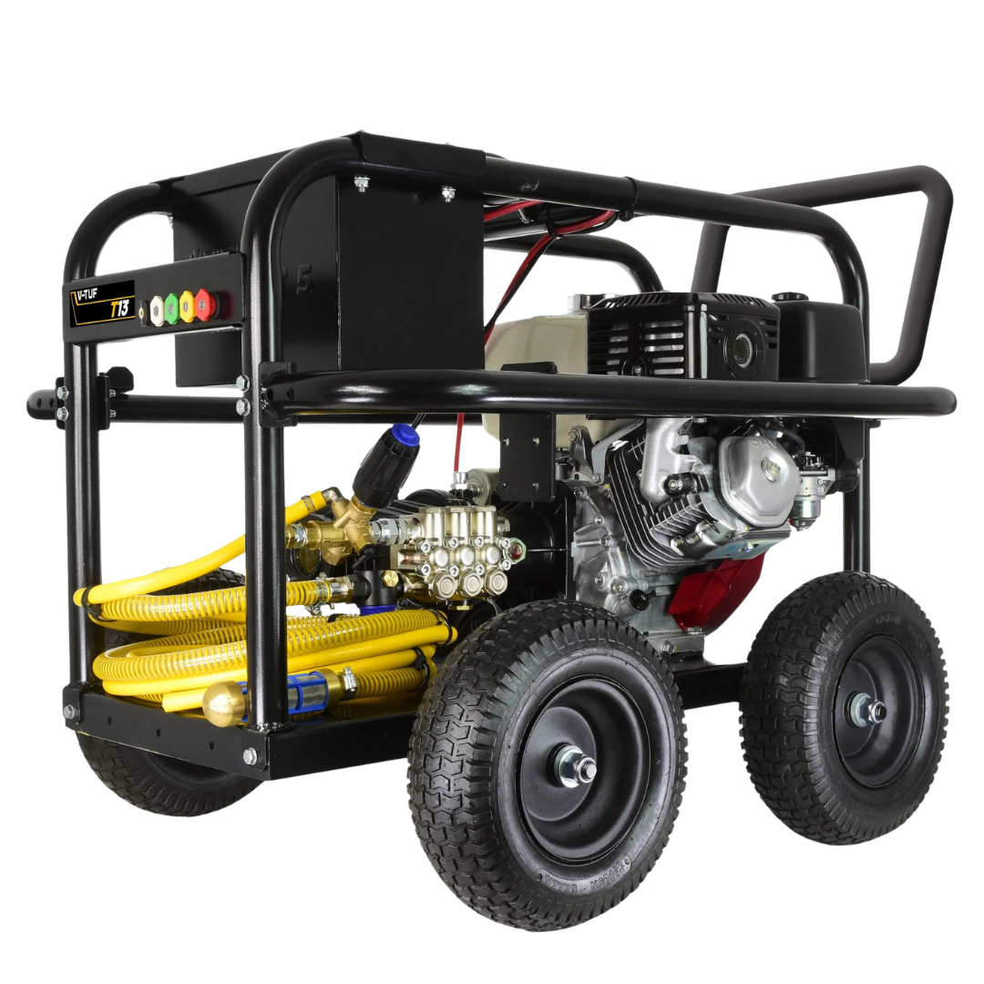 V-TUF T13 petrol jet washer with Honda GX390 engine delivering 250 bar 3625 PSI for industrial cleaning