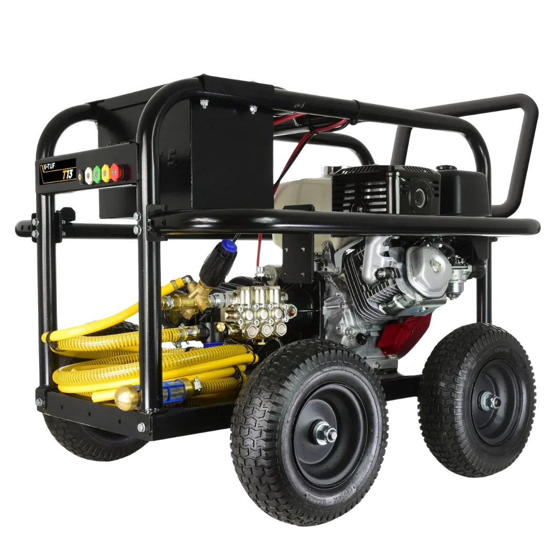 V-TUF T13 petrol jet washer with Honda GX390 engine delivering 250 bar 3625 PSI for industrial cleaning