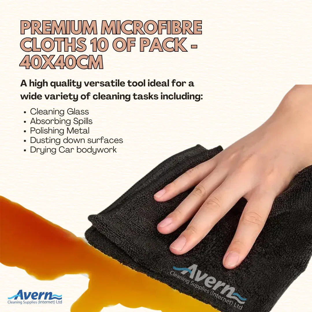 Microfibre Cleaning Cloths 40x40cm Pack Of 10  - Avern