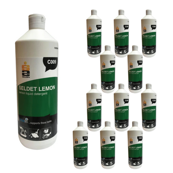Seldet Lemon Washing up Liquid Detergent C009 12 x 1 Litre Selden (12 Pack)