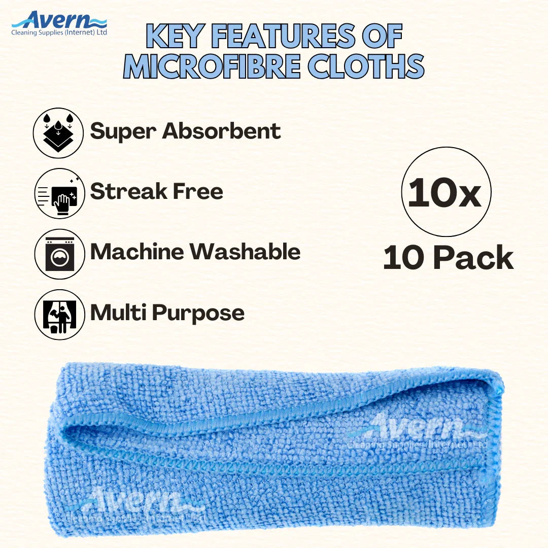 Microfibre Cleaning Cloths 40x40cm Pack Of 10  - Avern
