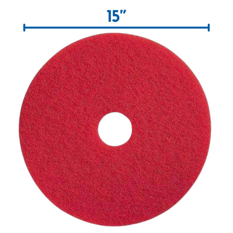 Floor Cleaning Pads 5 Pack - Polishing Pads Red 15”