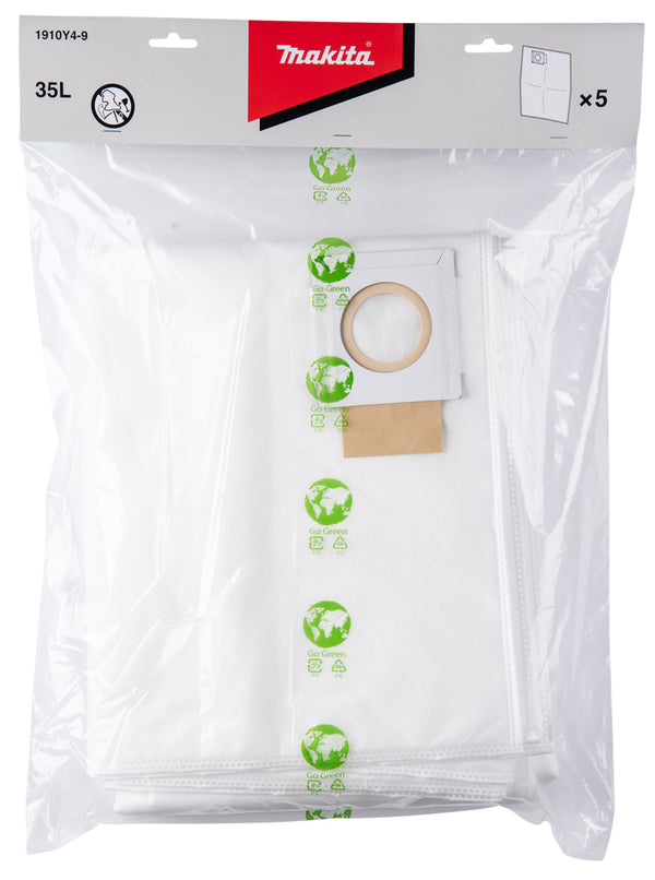 Makita 1910Y4-9 Filter Bags (5 Pack) For VC006G