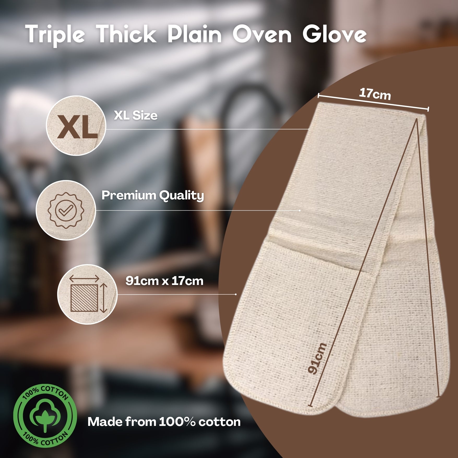 Extra-Large Cotton Oven Glove For Catering Kitchen