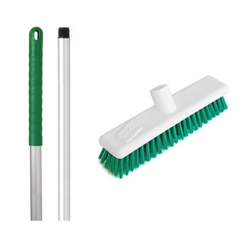 Abbey Hygiene Broom Set Screw Handle Alloy 125cm and 12" Screw Head Stiff- Various Colours - Robert Scott