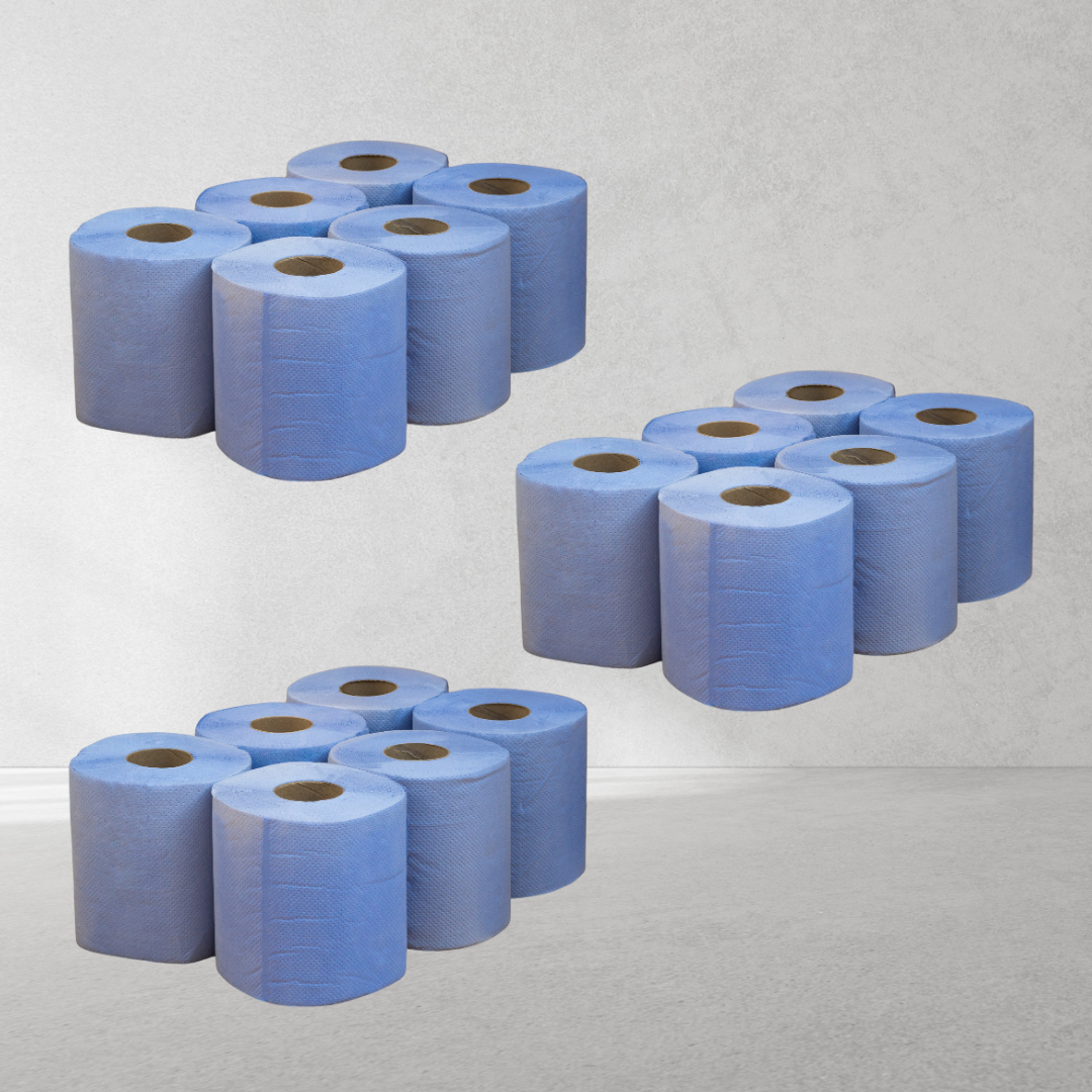 Blue Rolls Paper Centrefeed (18 Pack) 2PLY Embossed 50Mx168mm - CL2B50