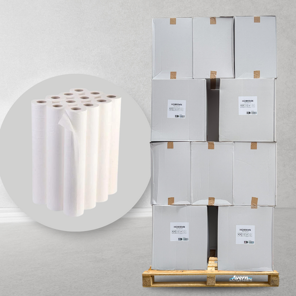 Pallet Deal White Couch Rolls 2PLY 40m x 500mm WholeSale Full Pallet (32 Cases) 384 Rolls