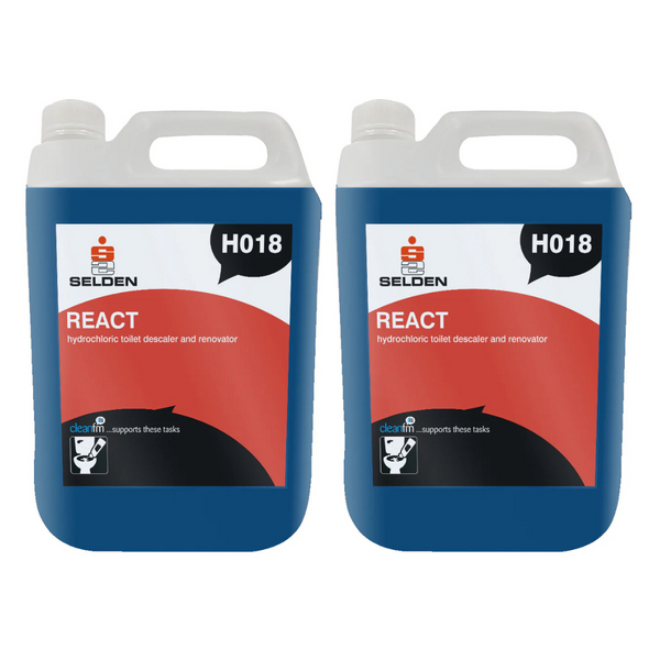 React Acid Toilet Descaler & Renovator H018 2 x 5 Litre Selden (2 Pack)