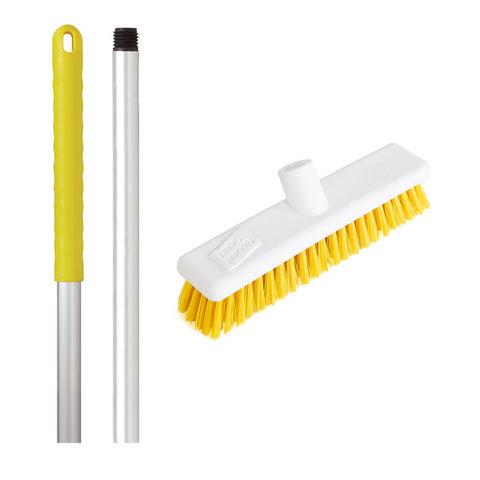 Abbey Hygiene Broom Set Screw Handle Alloy 125cm and 12" Screw Head Stiff- Various Colours - Robert Scott