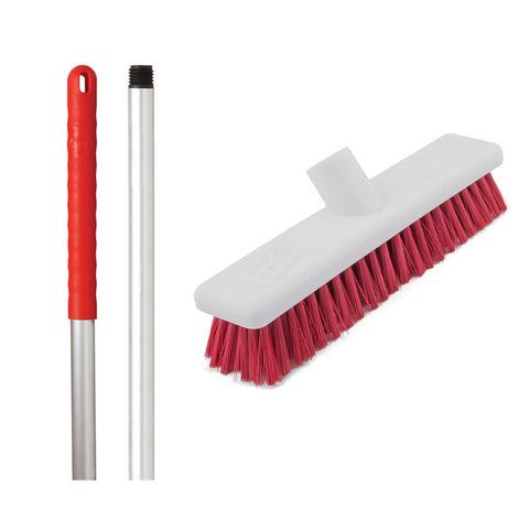 Abbey Hygiene Broom Set Screw Handle Alloy 125cm and 12" Screw Head Soft - Various Colours - Robert Scott