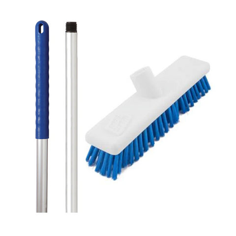 Abbey Hygiene Broom Set Screw Handle Alloy 125cm and 12" Screw Head Soft - Various Colours - Robert Scott