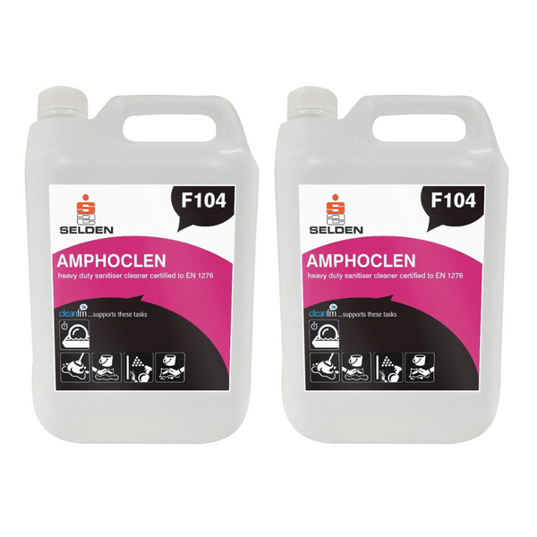 Amphoclen Sanitiser Cleaner F104 2 x 5 Litre Selden (2 Pack)