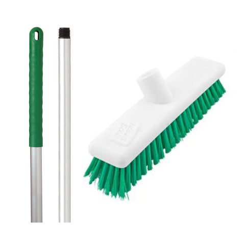 Abbey Hygiene Broom Set Screw Handle Alloy 125cm and 12" Screw Head Soft - Various Colours - Robert Scott