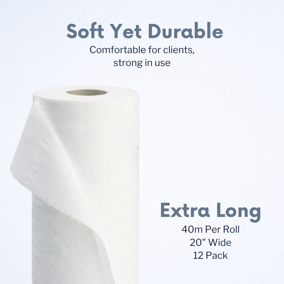 Couch Rolls 20" (12 Pack) Bed Roll 2PLY 40m x 500mm white