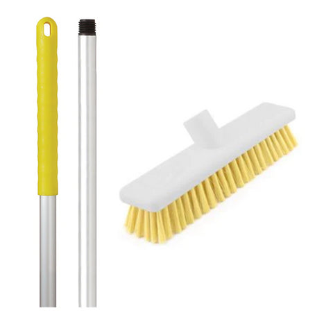 Abbey Hygiene Broom Set Screw Handle Alloy 125cm and 12" Screw Head Soft - Various Colours - Robert Scott