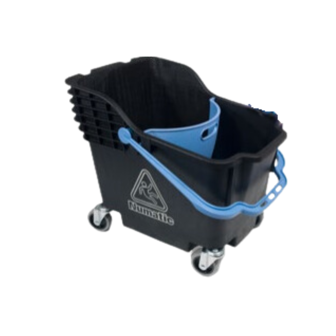 Numatic 909889 Hi-Bak Black Reflo Bucket with Parabolic Divider and Castors (30L)