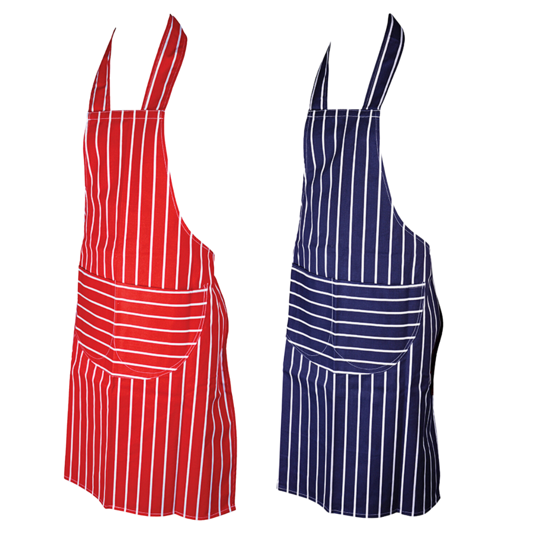 Striped Cotton Apron For Catering and Hospitality | Red - Blue