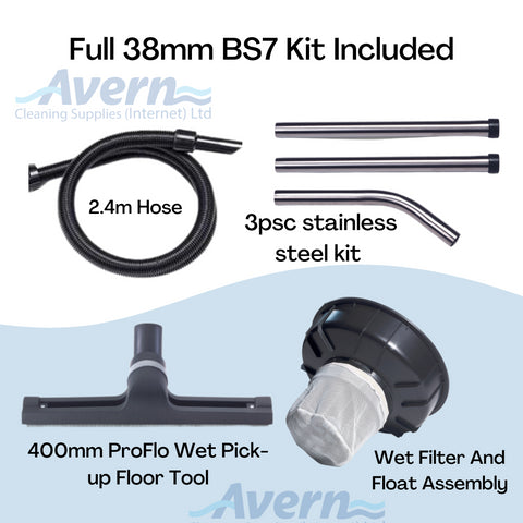 BS7 Kit INcluding Hose, Wet filter, Wt pick-up floor tool and stainless steel kit