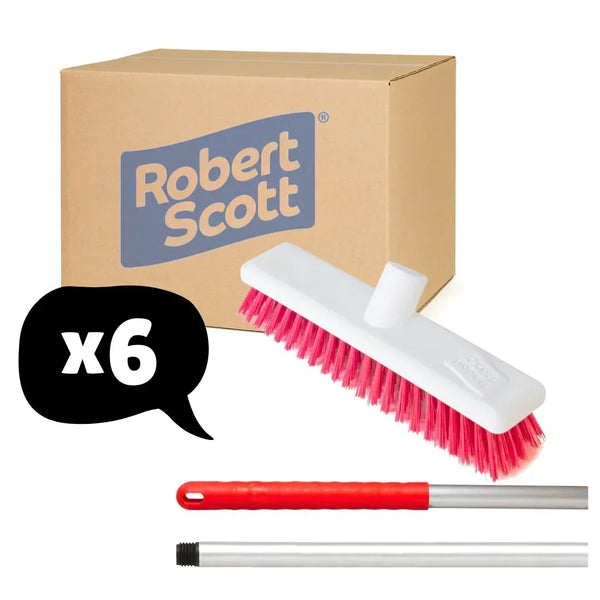 Abbey Hygiene Broom Set Screw Handle Alloy 125cm and 12" Screw Head Stiff- Red - Robert Scott - 6 Pack
