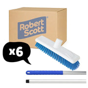 Abbey Hygiene Broom Set Screw Handle Alloy 125cm and 12" Screw Head Stiff- Blue - Robert Scott - 6 Pack