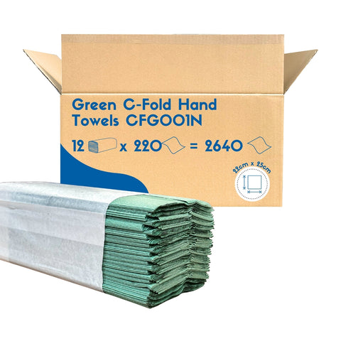 C Fold Green Paper Hand Towels Interfold 1ply (2640 Case)