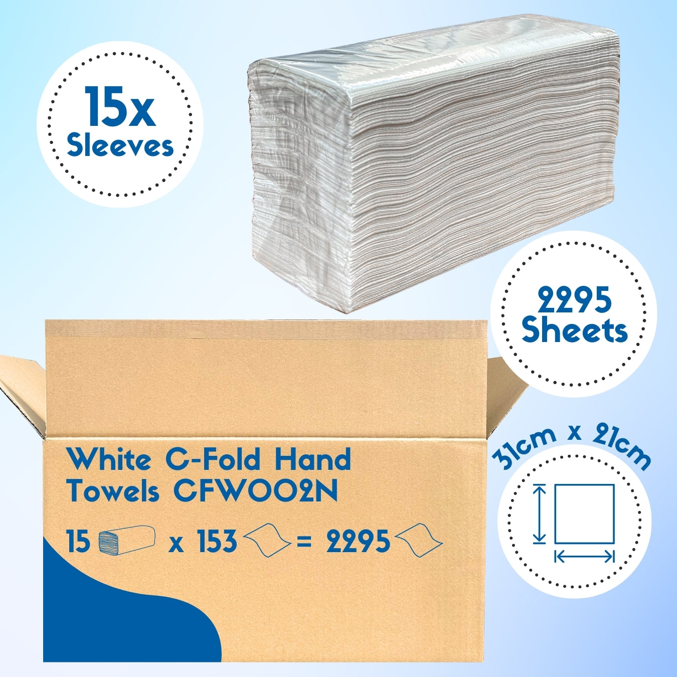 C Fold White Paper Hand Towels Interfold 2ply (2295 Case) CFW002