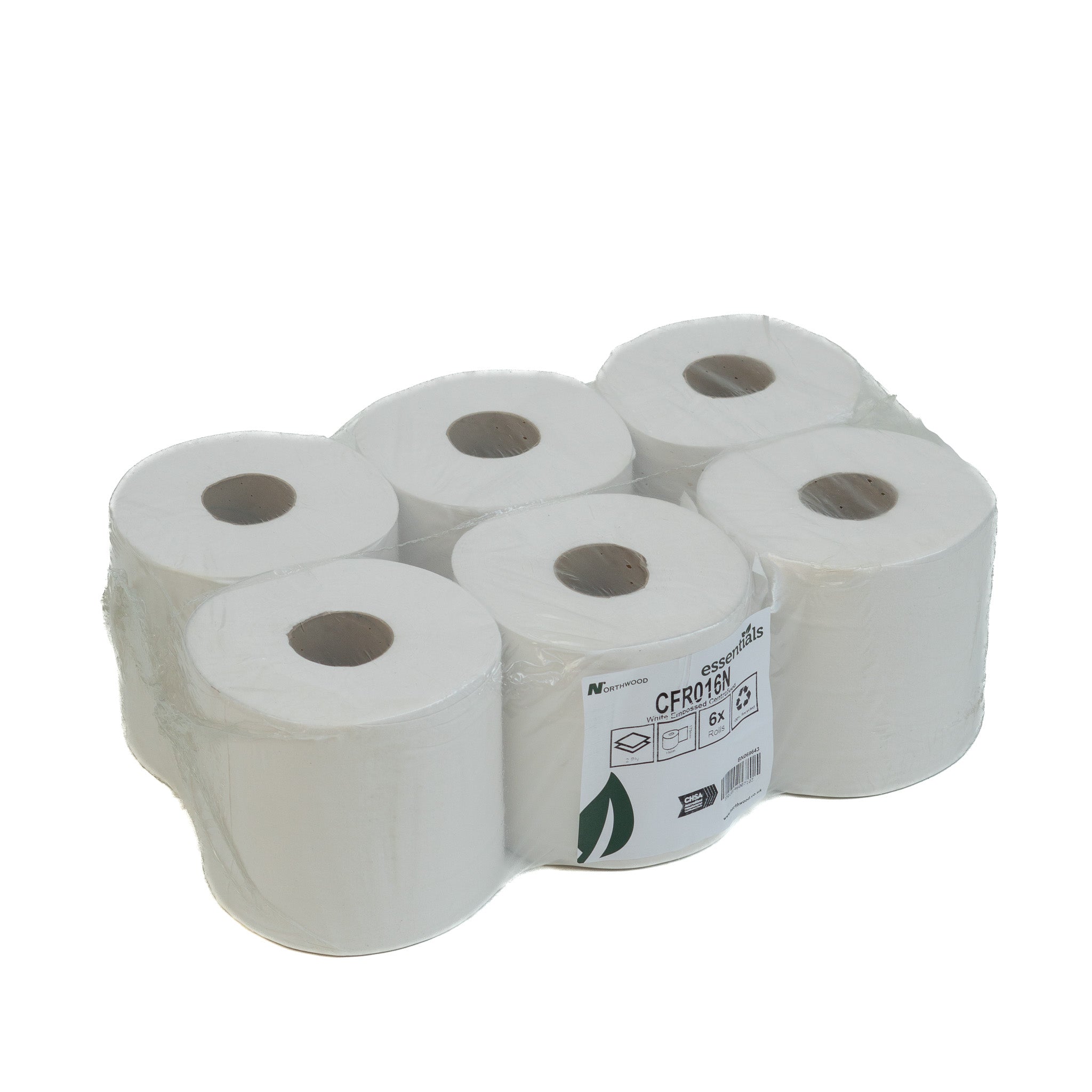 White Centre Feed 2 Ply 150m Embossed (6 pack)- CFR016