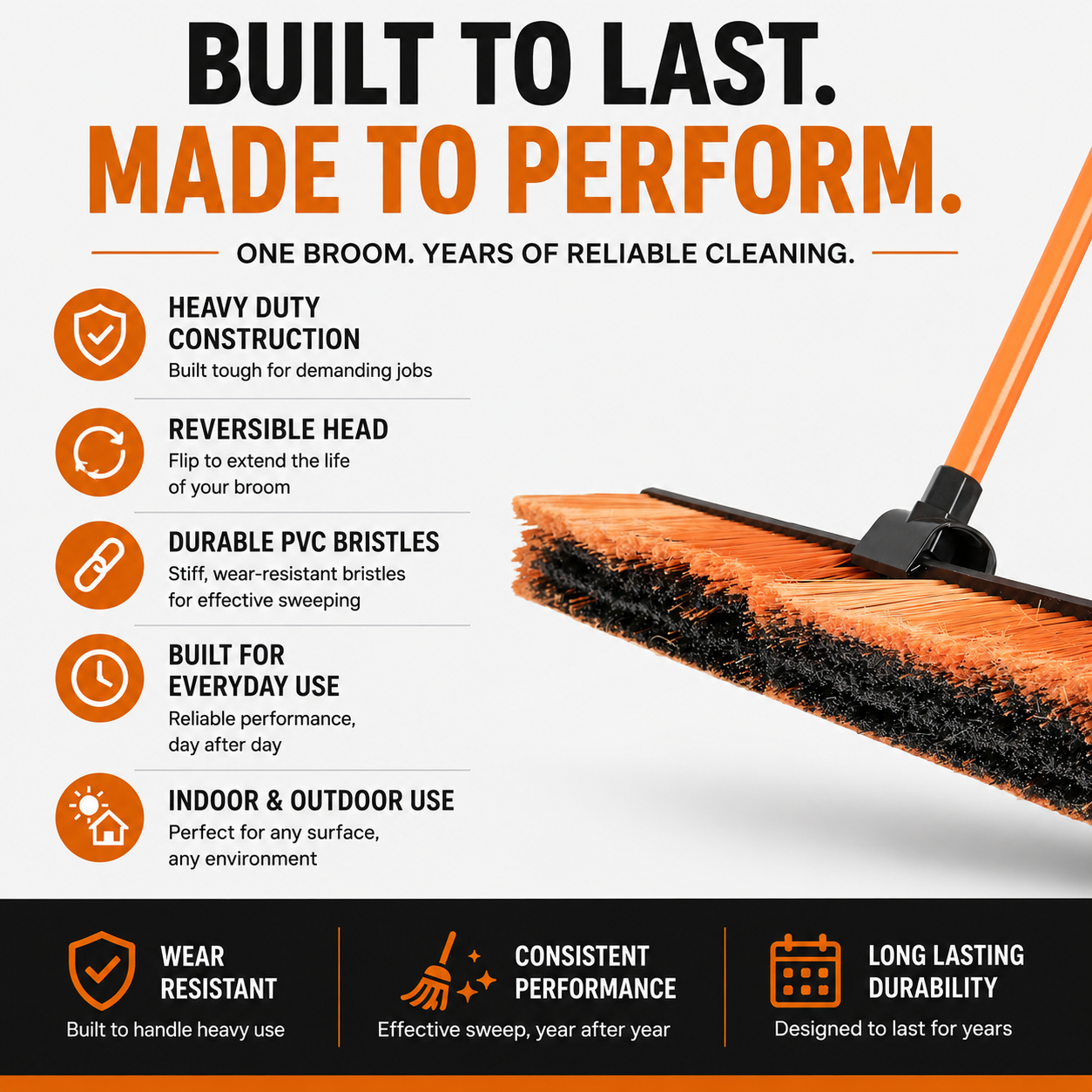 Broom 24"Heavy Duty Push for Fast, Efficient Cleaning