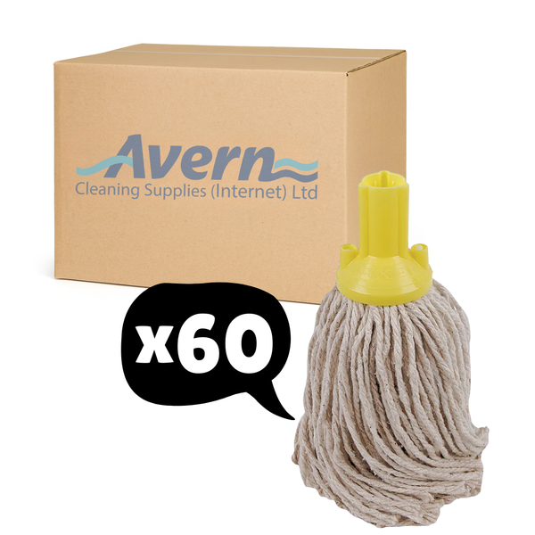 Cotton String Mop Heads Replacements 150g Bulk 60 Pack - Yellow
