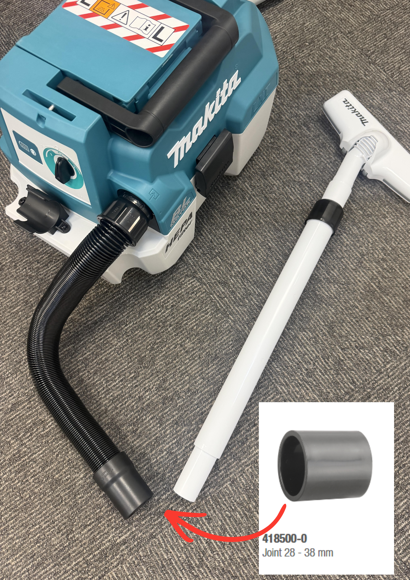 Makita 418500-0 Joint 38 Vacuum Adapter 28–38mm – DVC750L