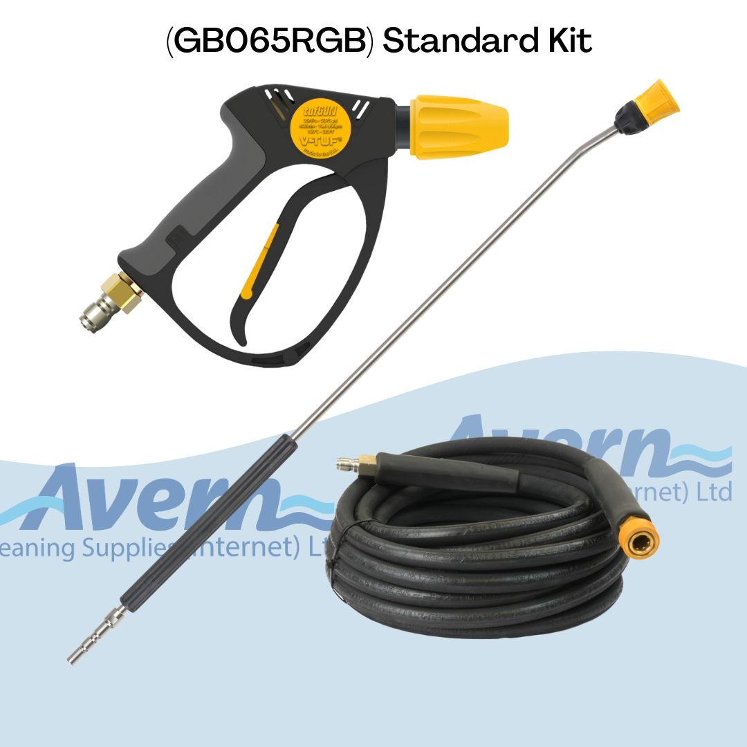 Kit included with V-TUF GB065RGB 6.5HP Honda Petrol Cold Pressure Washer - hose, spray gun and lance