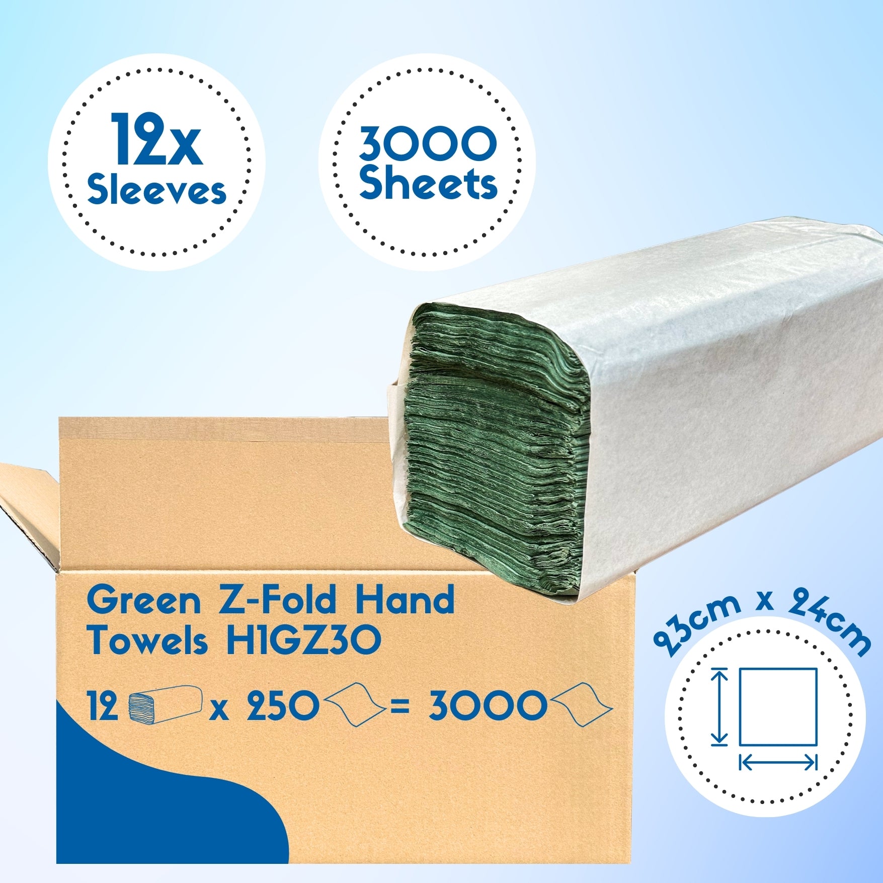 Z Fold Green Paper Hand Towels 1ply (3000 Case) - zfg001