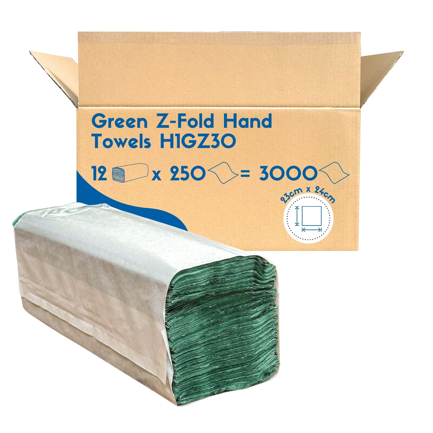 Z Fold Green Paper Hand Towels 1ply (3000 Case) - zfg001