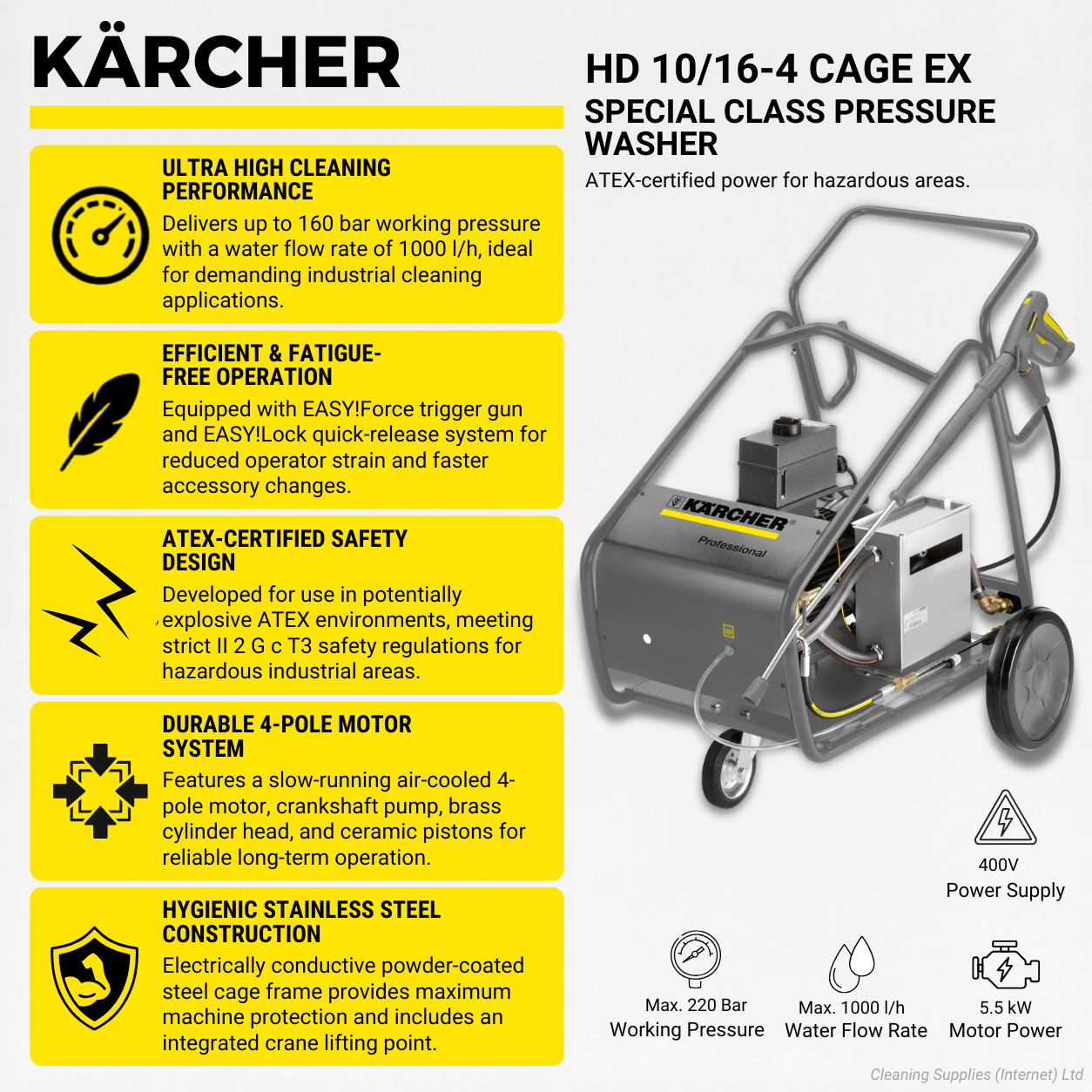 Karcher HD 10/16-4 Cage ATEX Rated Cold Water Pressure Washer 1.353-904.0