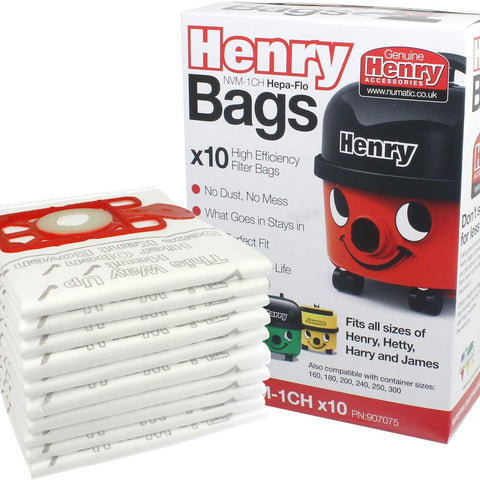 Genuine Henry Hoover Bags NVM-1CH HepaFlo Vacuum Dust Bags 10 Pack 604015 / 907075 Numatic