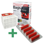 Genuine Henry Dust Bags NVM-1CH Numatic Pack 10 + 5 Freshener Sticks 604015 /907075
