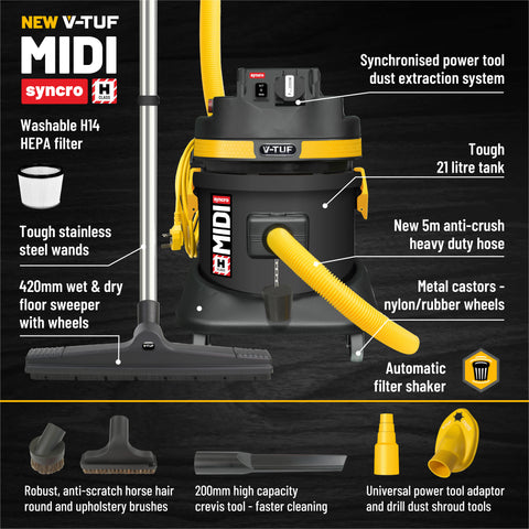 V-TUF Midi SYNCRO H Class Dust Extraction Vacuum Inc Power Take Off