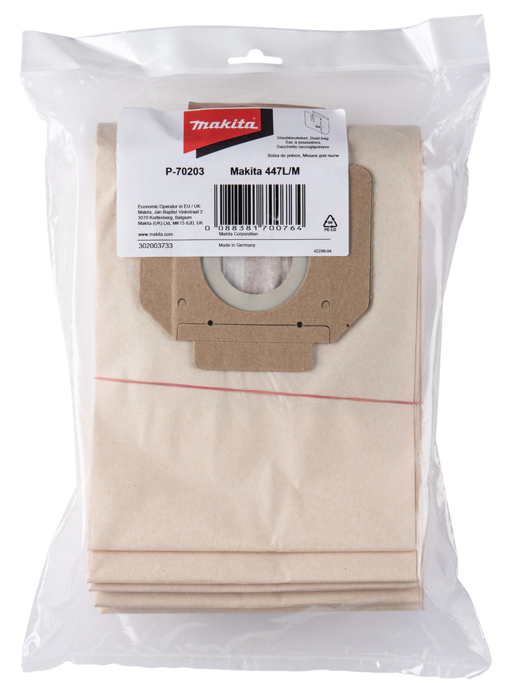Makita P-70203 Filter Bags (5 Pack) For 447L & 447M