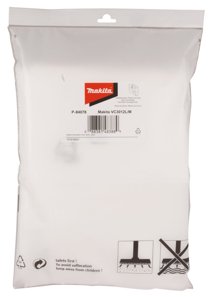 Makita P-84078 Fleece Dust Bags (5 Pack) For VC3012M & VC4120M