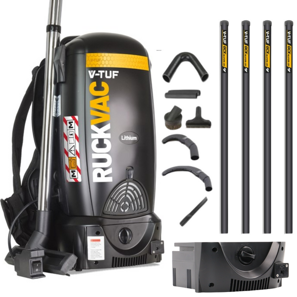 V-TUF RUCKVAC-ION-KIT2 Cordless M Class Backpack Vacuum Cleaner - 5M High Level Cleaning Kit